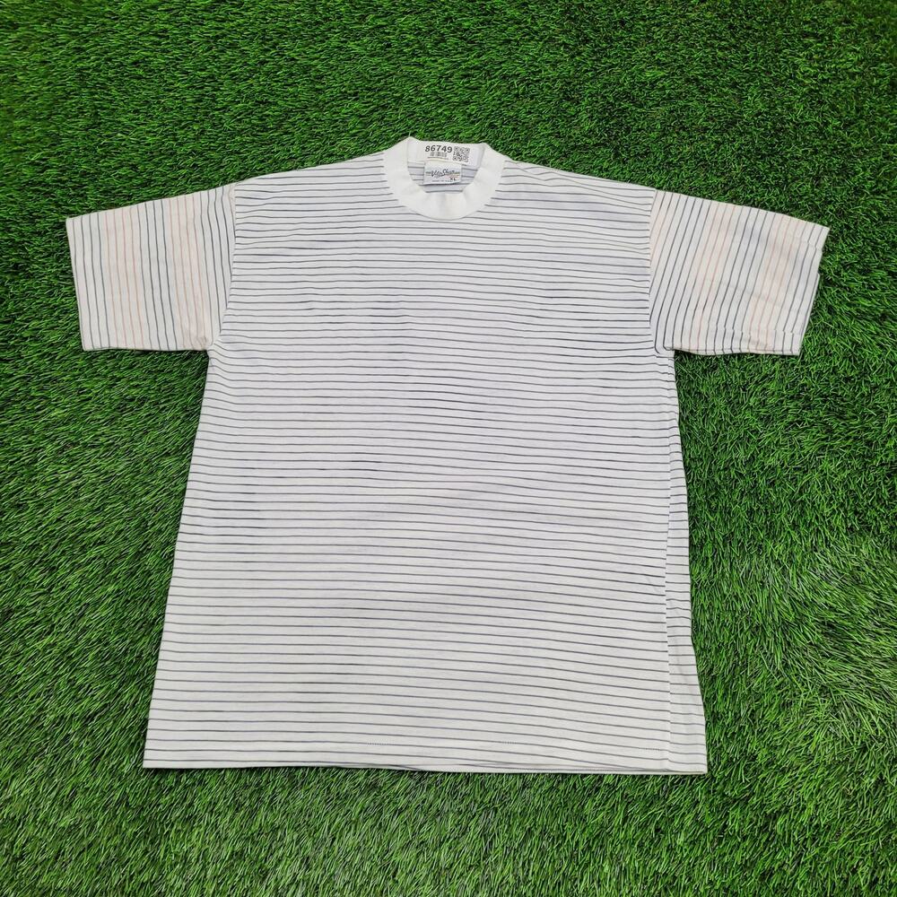 Vintage 80s Velva-Sheen Striped Shirt Womens Large 20x27 USA